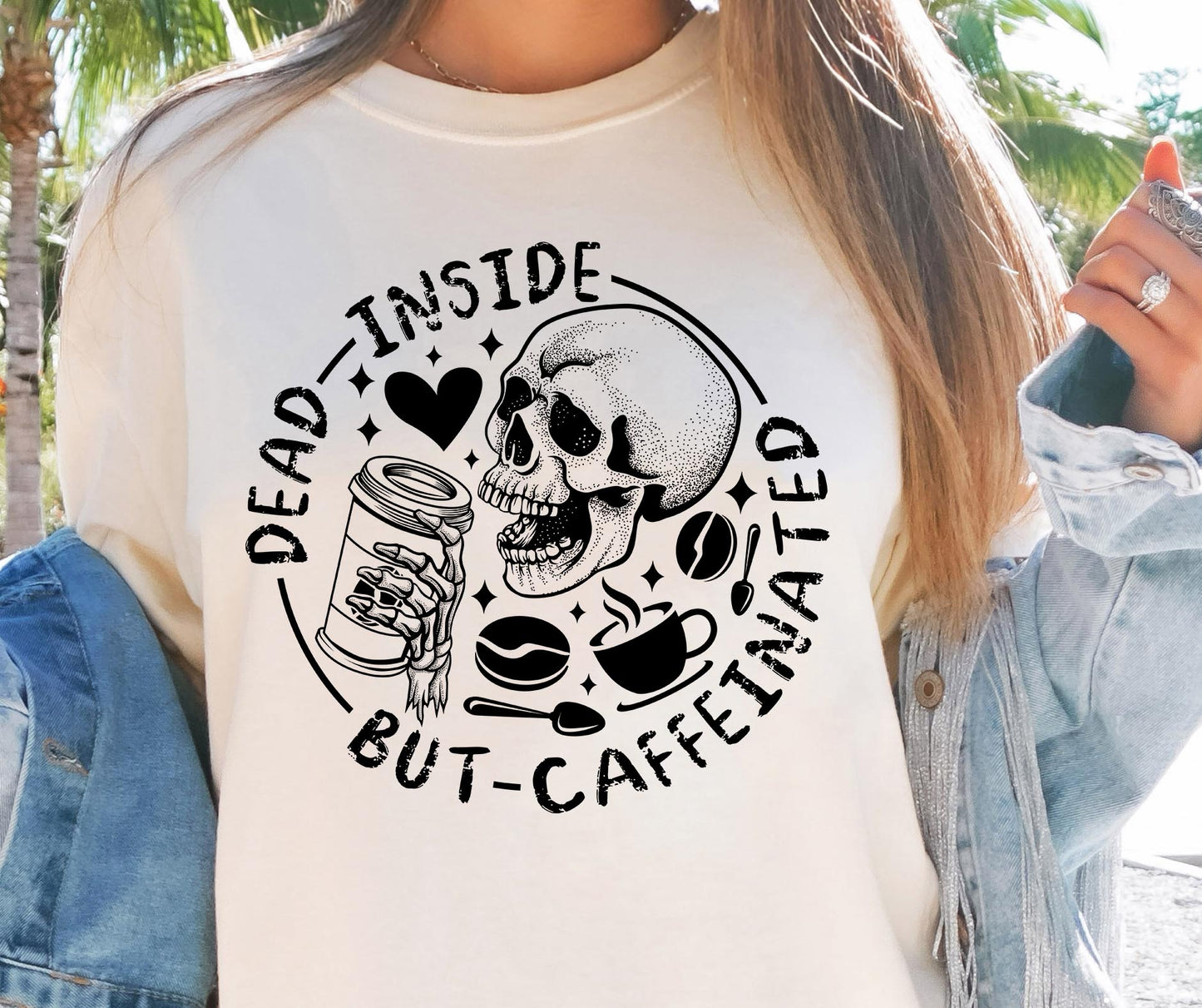 Dead Inside But Caffeine Bone Skull Svg Files, Svg Tshirt, Png and Svg Sublimation Design, Svg Files For Cricut, Silhouette