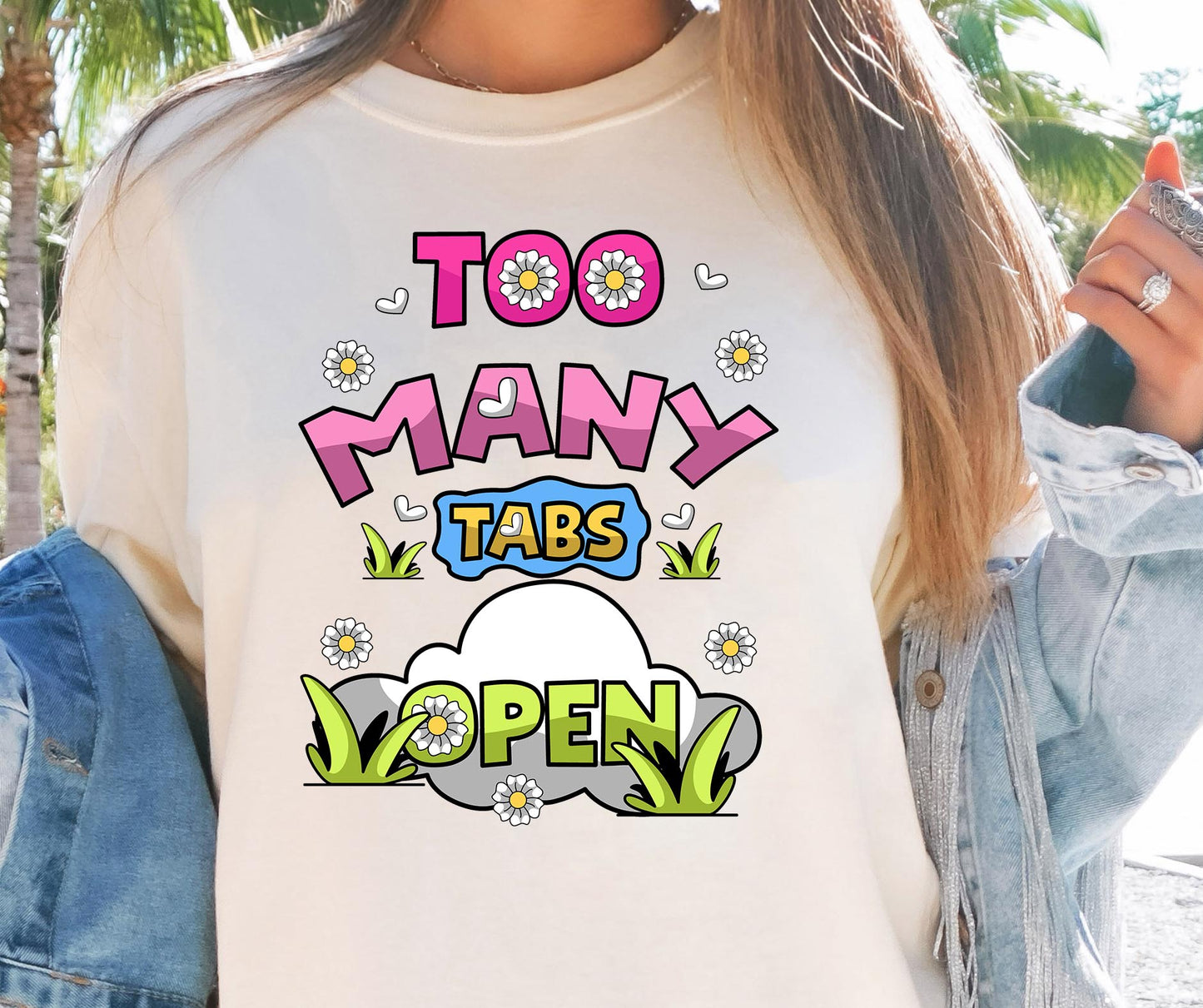 Too Many tabs open T-shirt Png Design, Retro Hippy Sublimation, funny Digital Download PNG File, Commercial Use