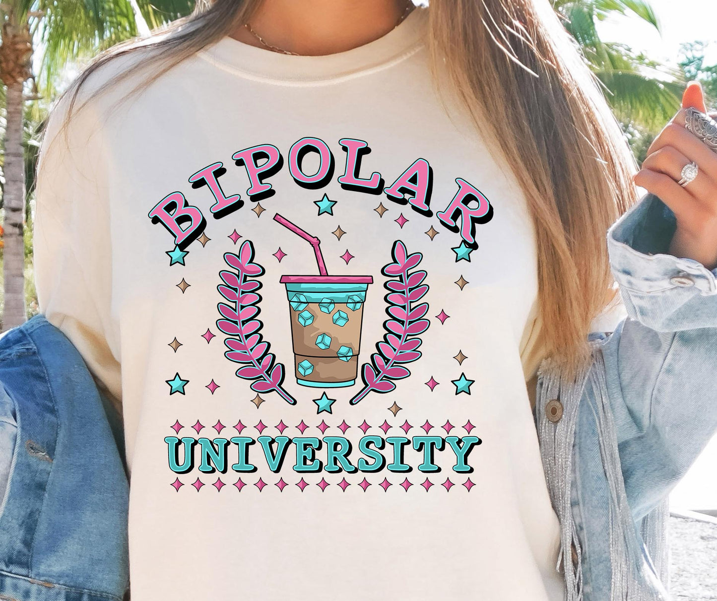 Bipolar University T-shirt Png Design, Retro Hippy Sublimation, Funny Mental health Digital Download PNG File, Commercial Use