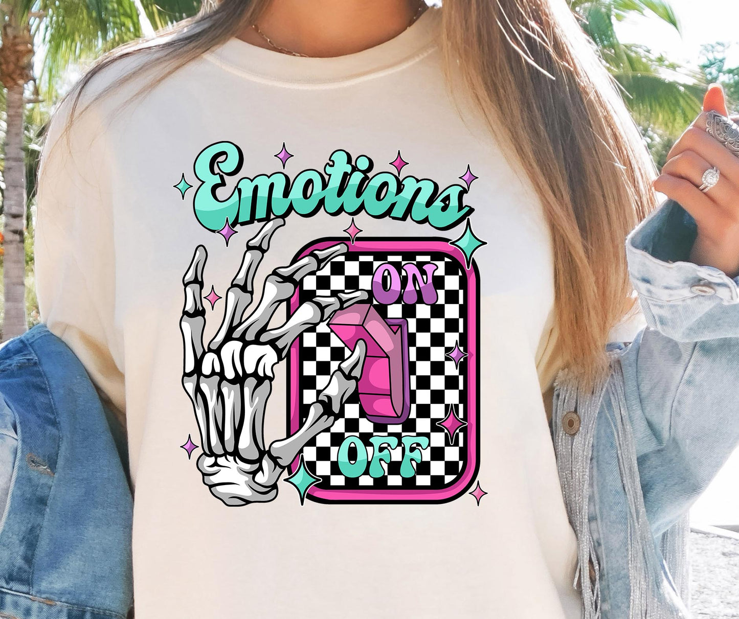 Emotions Switch On T-shirt Png Design, Retro Hippy Sublimation, Skeleton Digital Download PNG File, Commercial Use