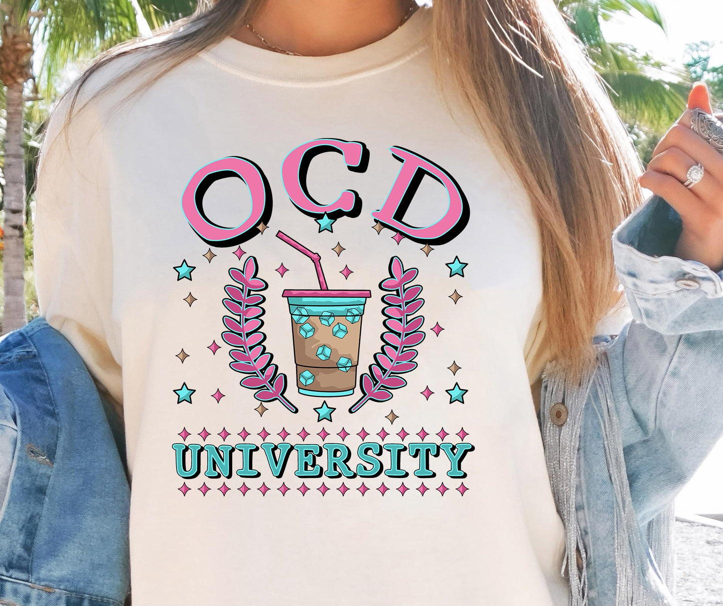 OCD University T-shirt Png Design, Retro Hippy Sublimation, Funny Mental health Digital Download PNG File, Commercial Use