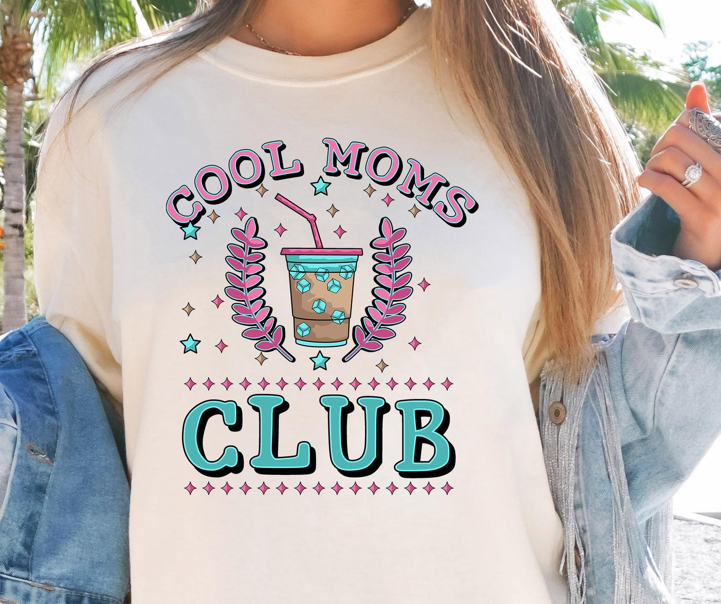 Cool Moms Club T-shirt Png Design, Retro Hippy Sublimation, Funny Mama Digital Download PNG File, Commercial Use (1)