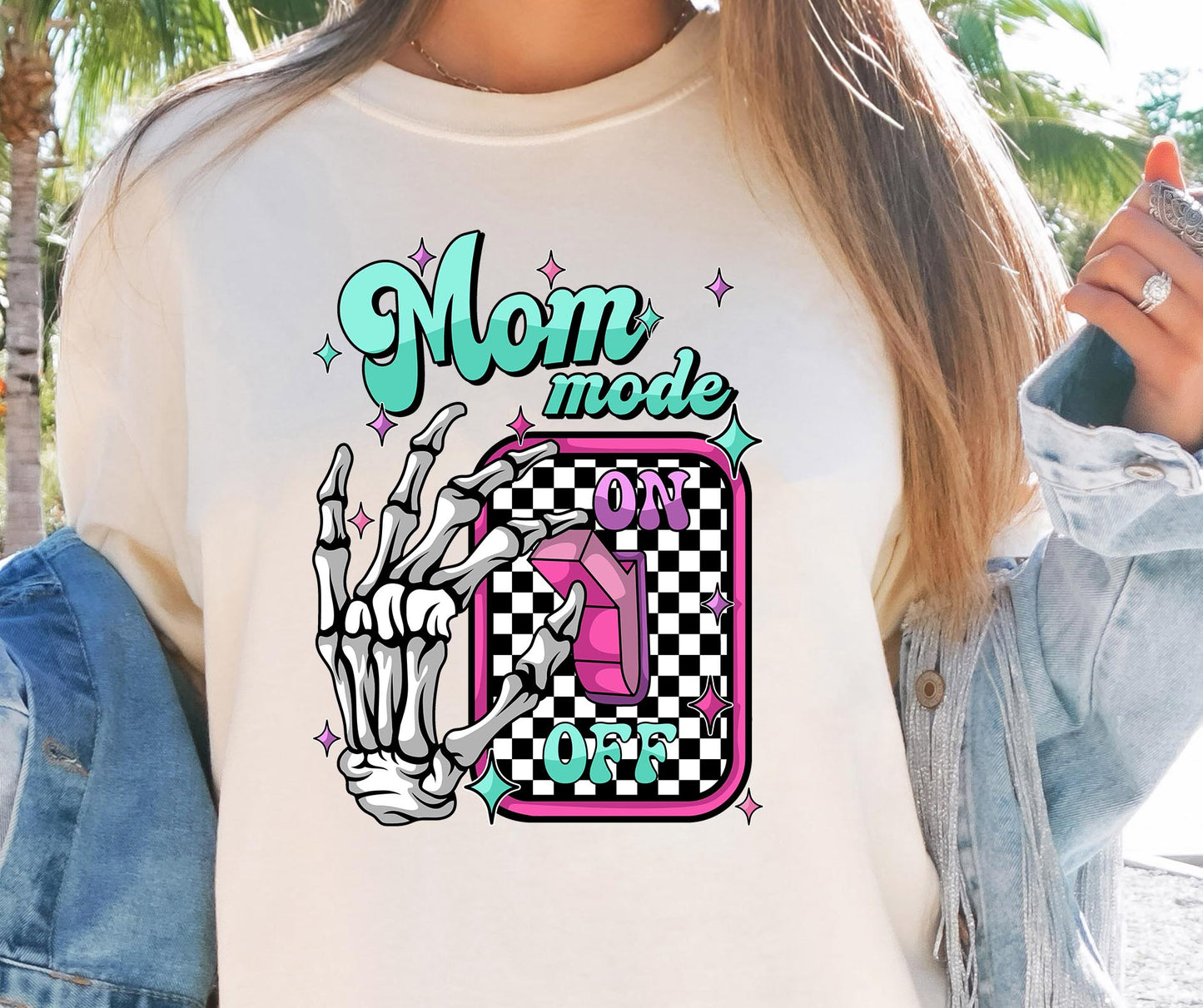 Mom Mode Switch on T-shirt Png Design, Retro Hippy Sublimation, Skeleton  Digital Download PNG File, Commercial Use (1)