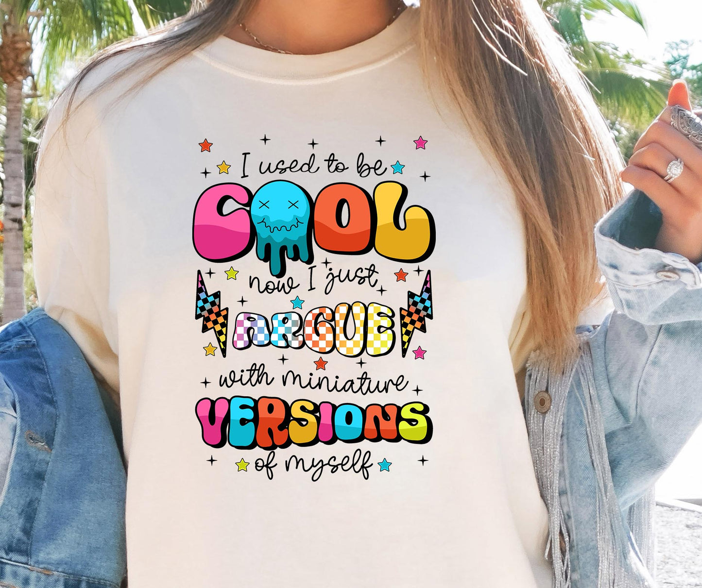 I used to be cool but now i argue with miniature versions of myself T-shirt Png Design, Funny Sublimation, Digital Download PNG File (1)