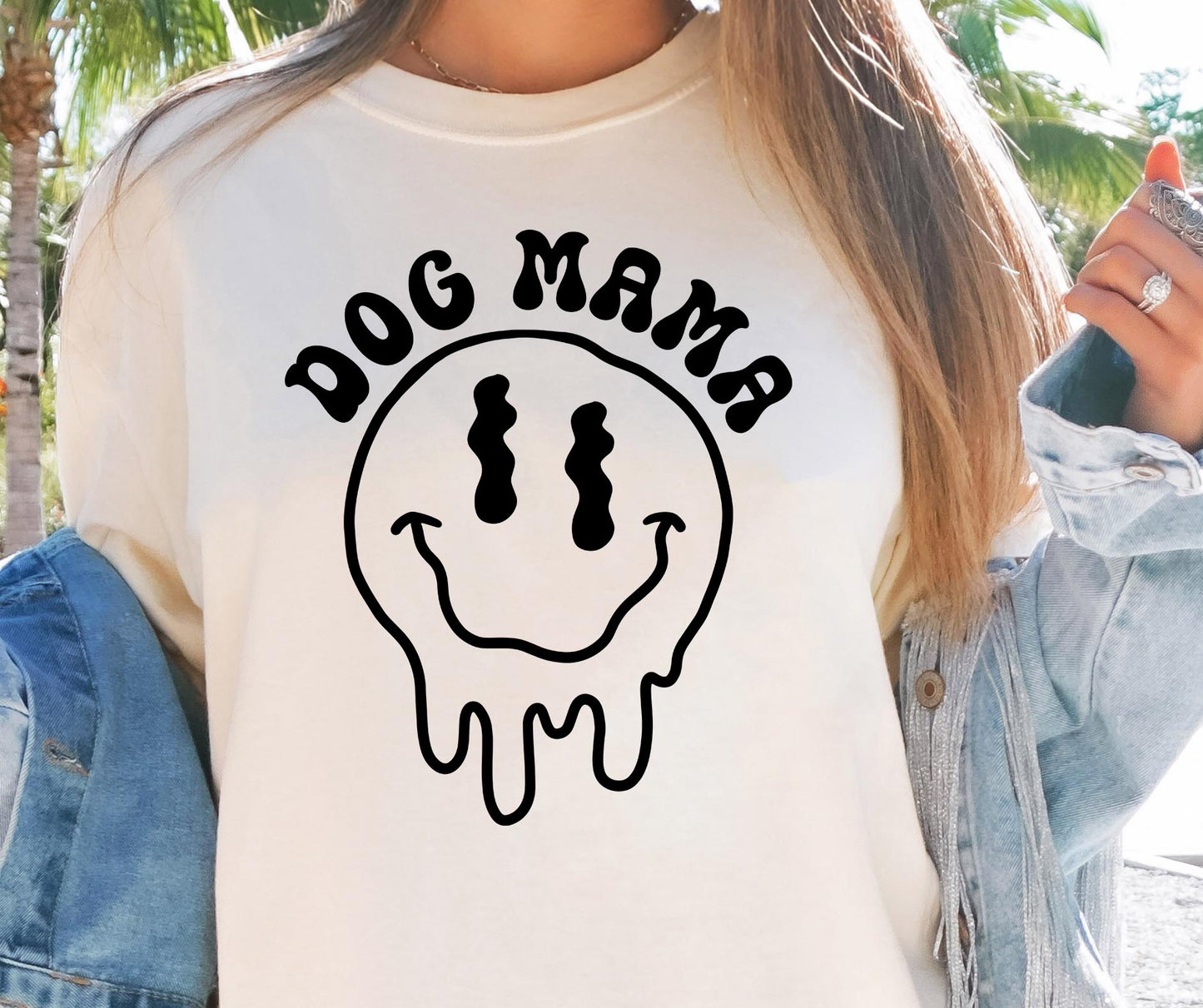 DOG Mama Smile T-shirt Svg Png Design, Retro Groovy Sublimation, Dog Mom  Digital Download PNG File, Svg File, Commercial Use Matching Pocket Front Back