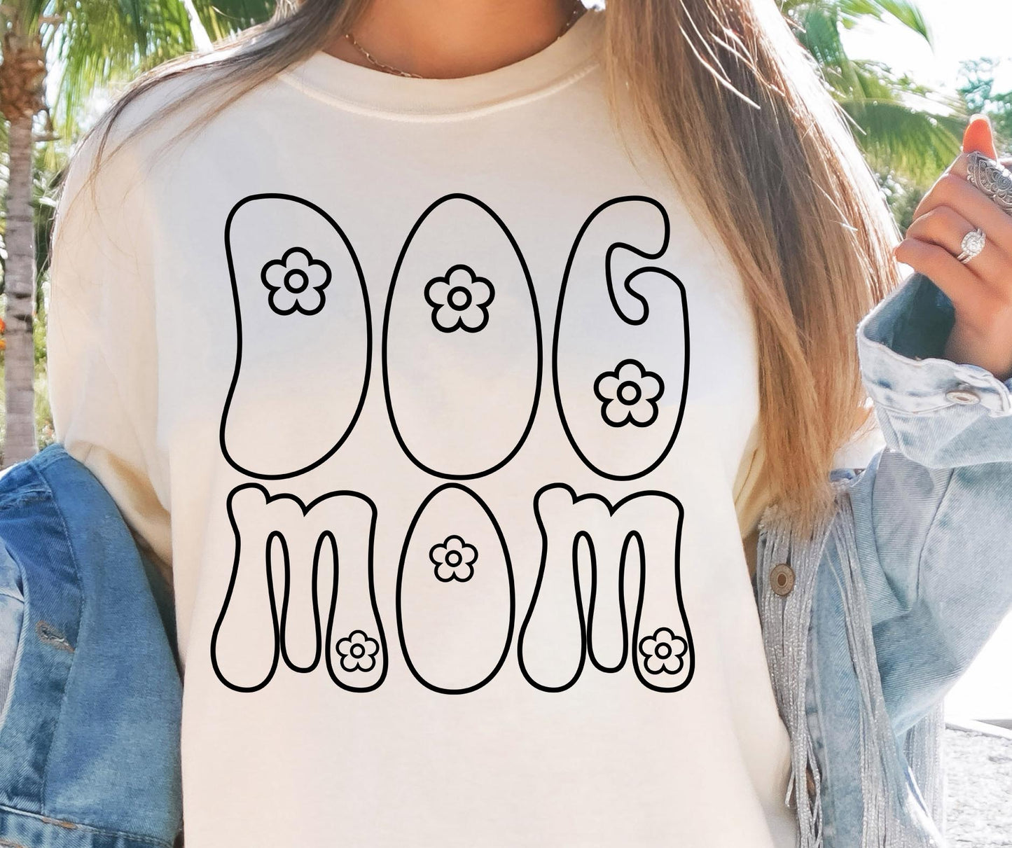 Flower Dog Mom T-shirt Svg Png Design, Retro Groovy Sublimation, Dog Mom  Digital Download PNG File, Svg File, Commercial Use Matching Pocket Front Back