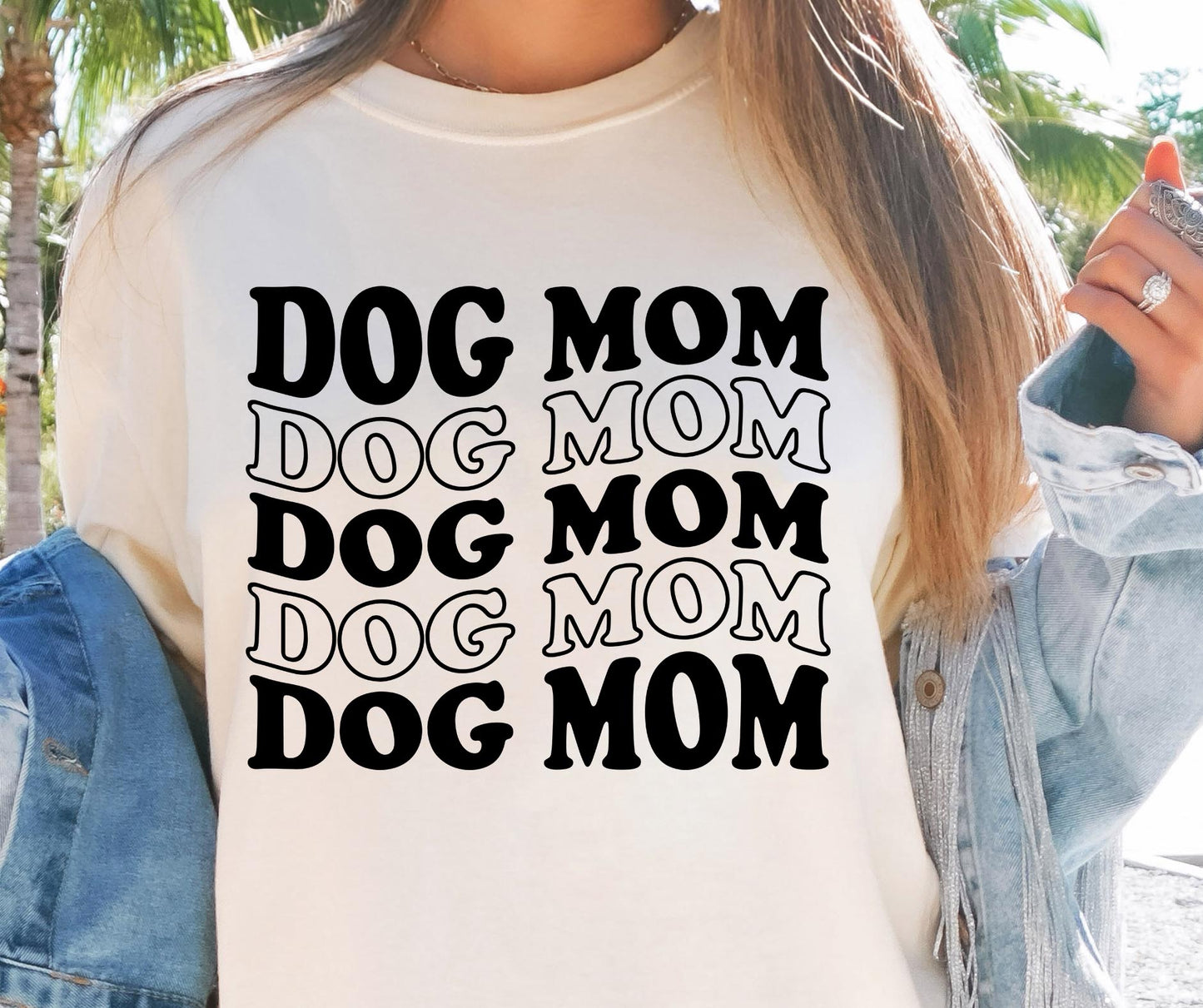 Dog Mom Wavy Retro T-shirt Svg Png Design, Retro Groovy Sublimation, Dog Mom  Digital Download PNG File, Svg File, Commercial Use Matching Pocket Front Back