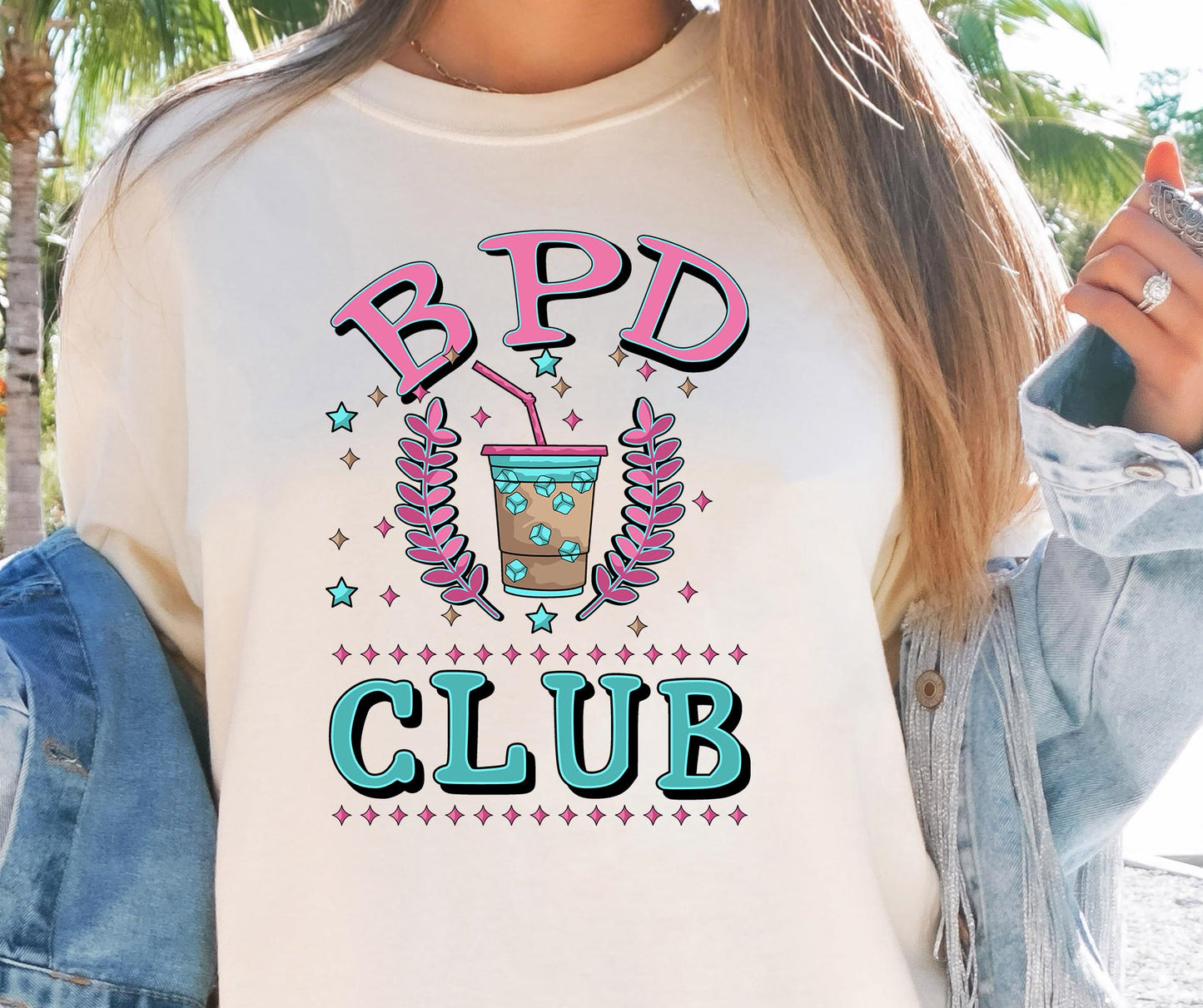 BPD CLub T-shirt Png Design, Retro Hippy Sublimation, Varsity Mental health Digital Download PNG File, Commercial Use