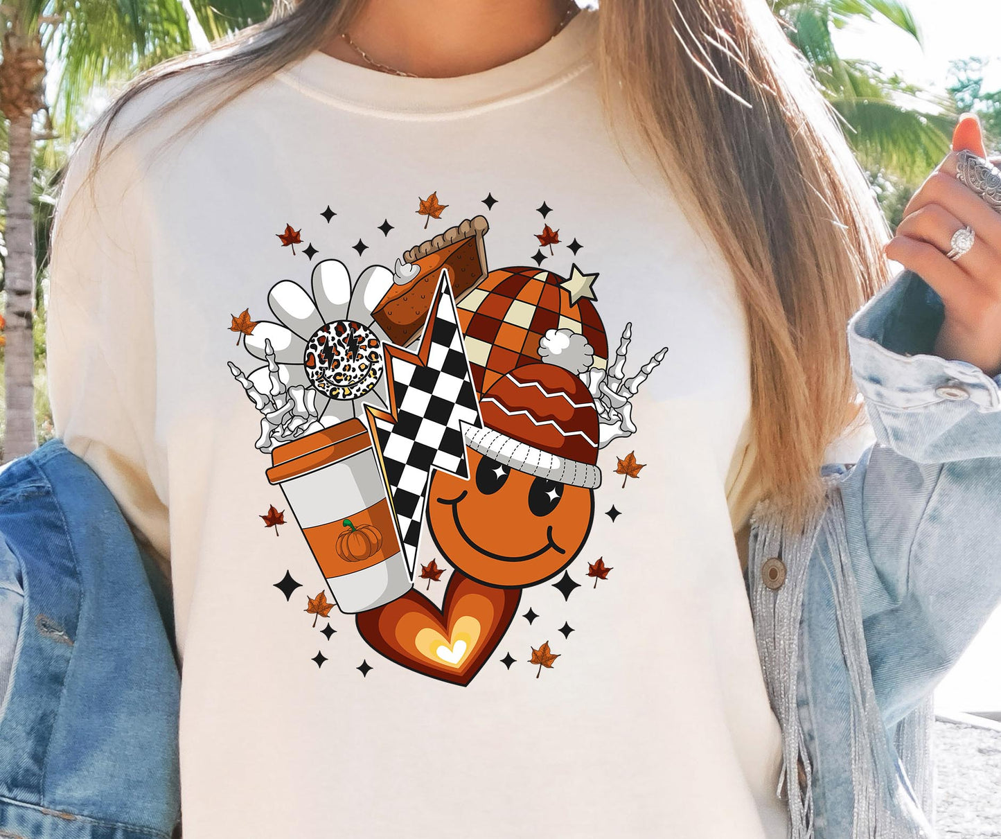 Fall Pumpkin T-shirt Png Design, Retro Smile Sublimation, Groovy Vibes Digital Download PNG File, Commercial Use