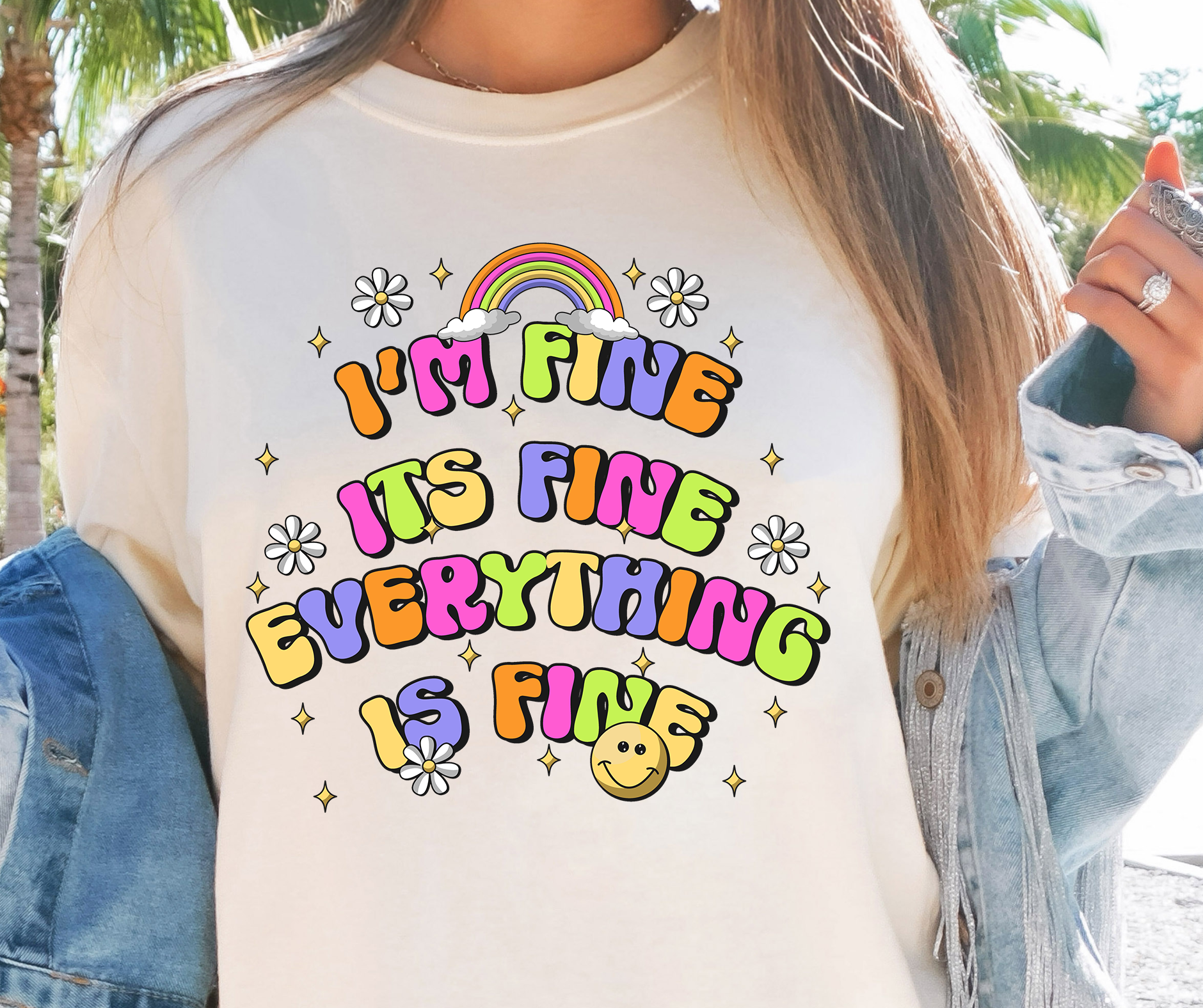 Sublimation PNG Sublimation PNG - Everything Is Fine Rainbow Emoji T-shirt PNG Design, Sublimation Tee Motivational Digital Download PNG File, Commercial Use (1)-Tumblerwrapdesigns