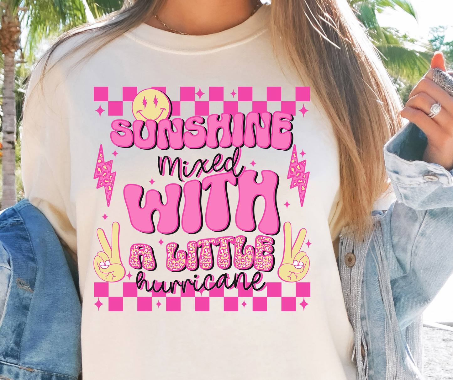 Sunshine Mixed With a Little Hurricane T-shirt PNG Design,  Sublimation Tee Motivational Digital Download PNG File, Commercial Use