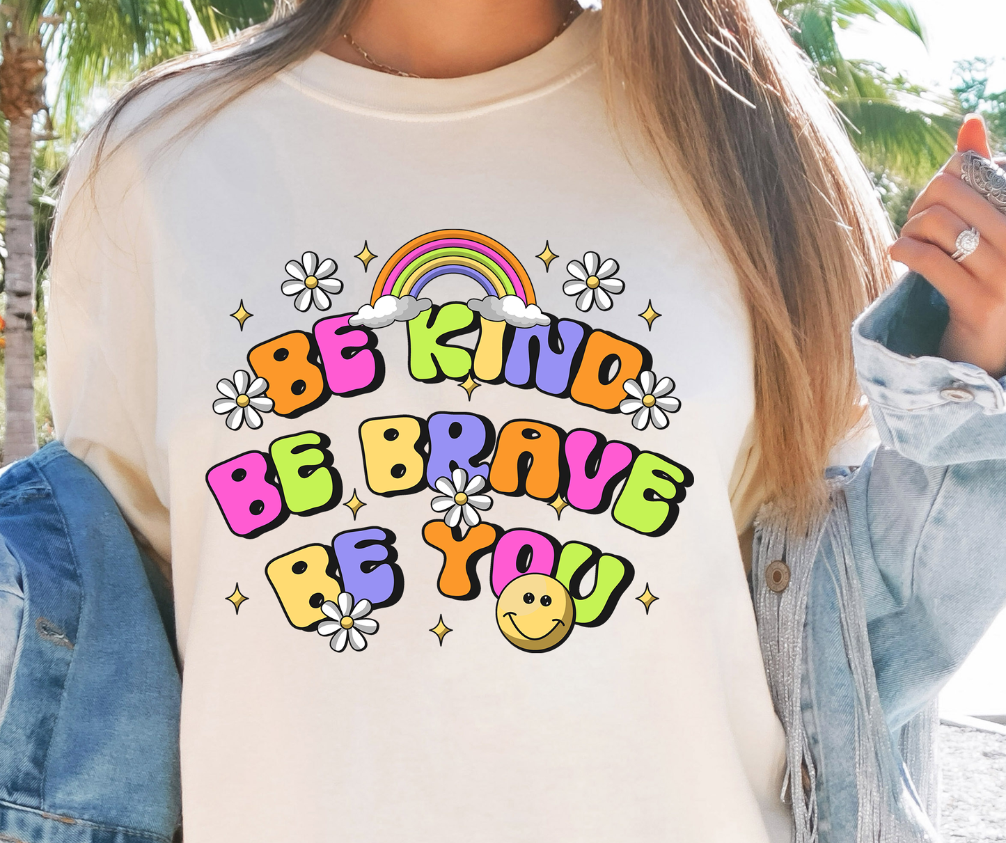 Be Kind Be Brave Be You T-shirt PNG Design,  Sublimation Tee Motivational Digital Download PNG File, Commercial Use