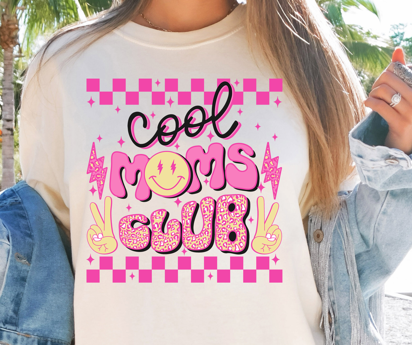 Cool Moms Club Mama T-shirt PNG Design,  Sublimation Tee Motivational Digital Download PNG File, Commercial Use