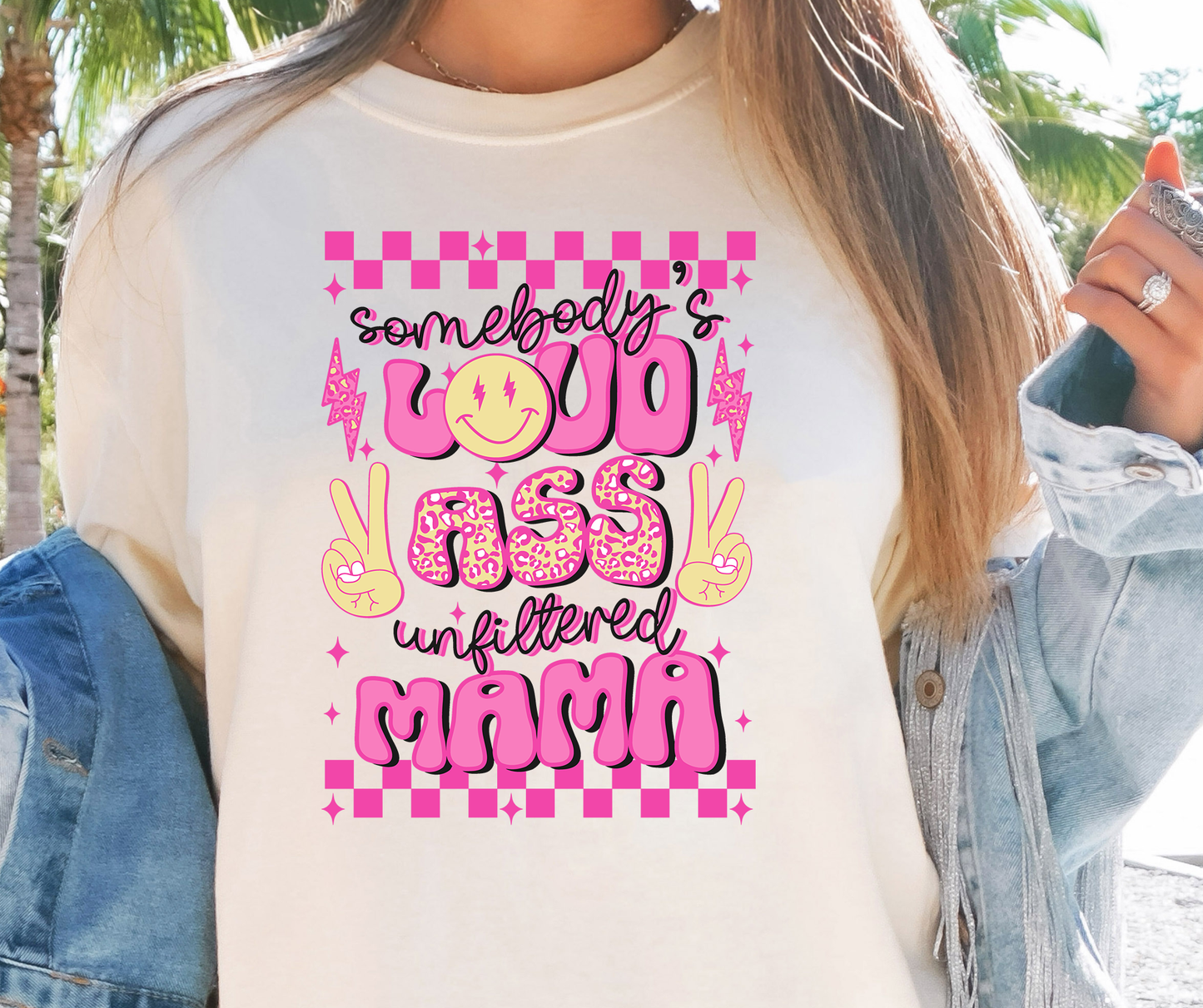 Loud Ass Mama Mom T-shirt PNG Design,  Sublimation Tee Motivational Digital Download PNG File, Commercial Use