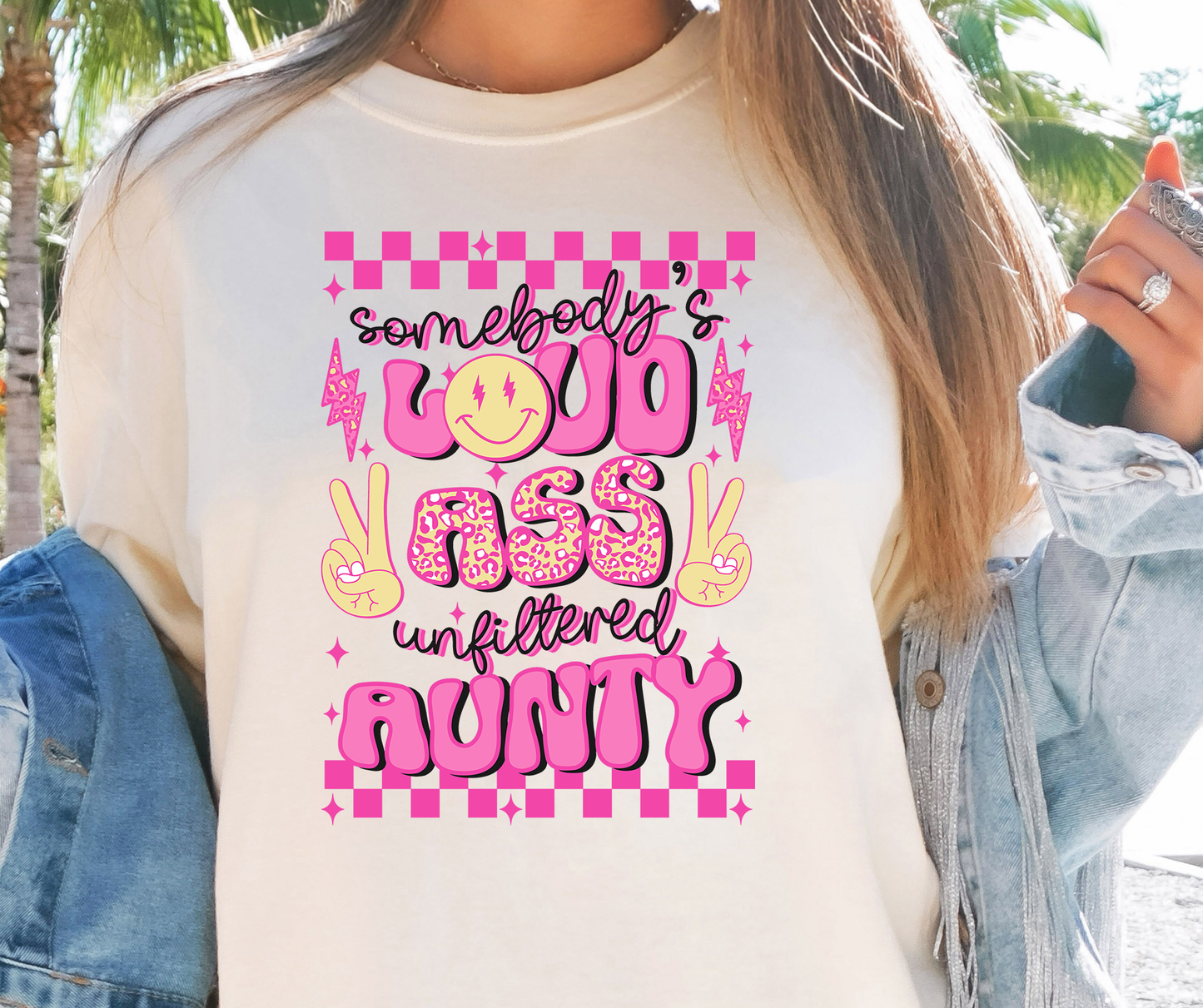 Loud Ass Aunty Aunt T-shirt PNG Design,  Sublimation Tee Motivational Digital Download PNG File, Commercial Use