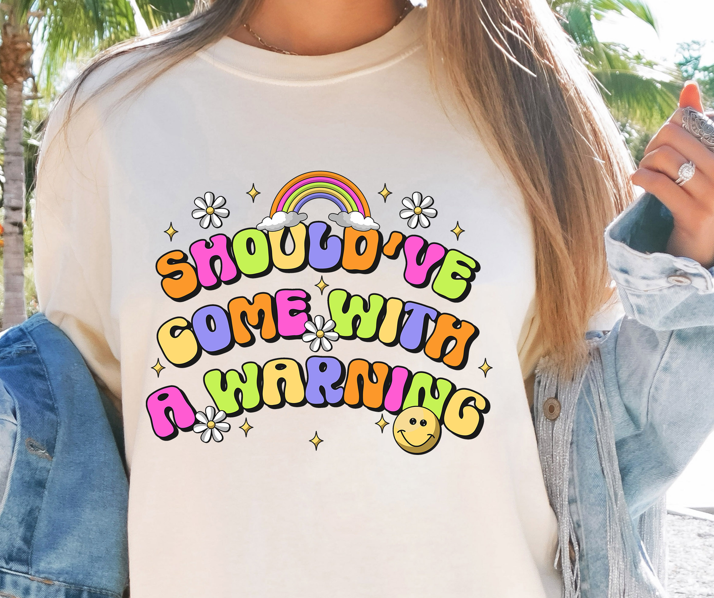 Should've Come With A Warning T-shirt PNG Design,  Sublimation Tee Motivational Digital Download PNG File, Commercial Use