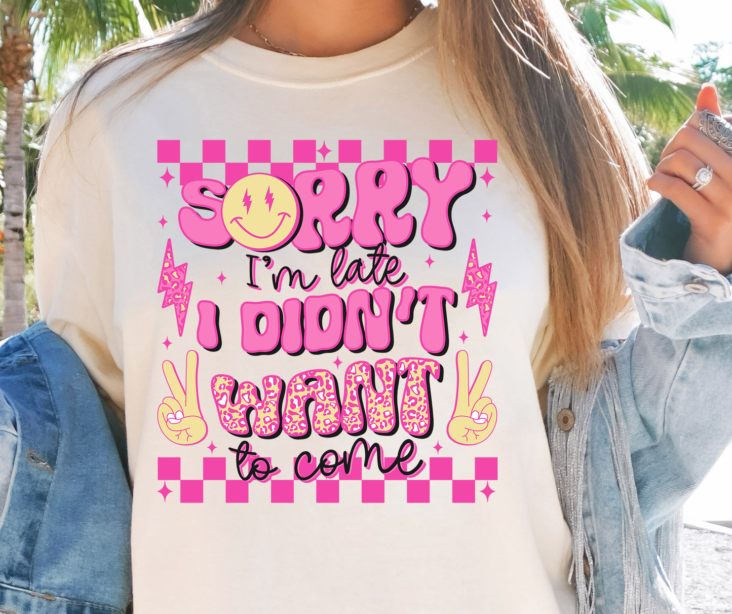 Sorry Im Late Rainbow Emoji T-shirt PNG Design,  Sublimation Tee Motivational Digital Download PNG File, Commercial Use