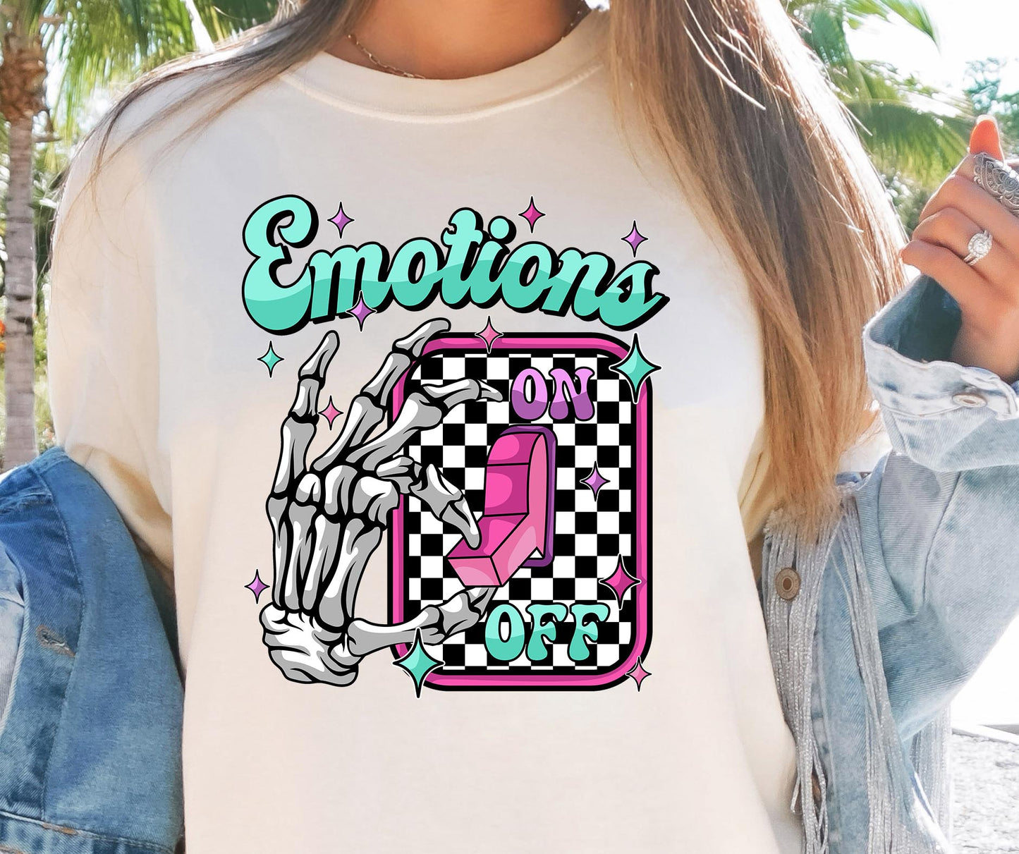 Emotions Switch Off T-shirt Png Design, Retro Hippy Sublimation, Skeleton Digital Download PNG File, Commercial Use