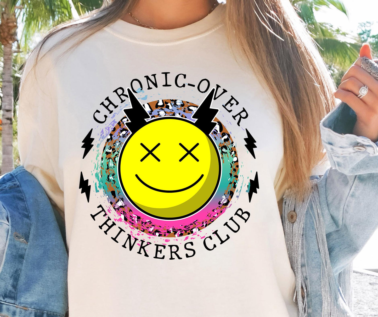 Chronic overthinkers club T-shirt Sublimation Png Design, Inspirational Quote Png, Retro Groovy Flower, Motivational Png, Positive Quotes, Self Love Png