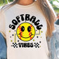 Sublimation PNG Sublimation PNG - Softball Vibes T-shirt Png Design, Retro Smile Sublimation, Groovy Vibes Digital Download PNG File, Commercial Use-Tumblerwrapdesigns