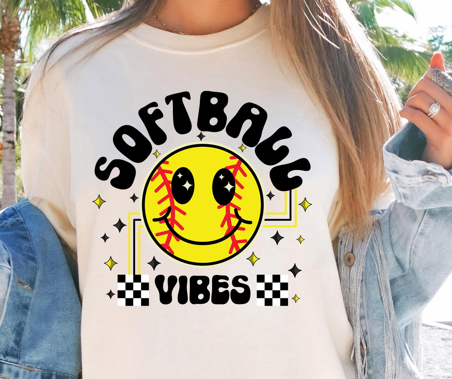 Softball  Vibes T-shirt Png Design, Retro Smile Sublimation, Groovy Vibes Digital Download PNG File, Commercial Use