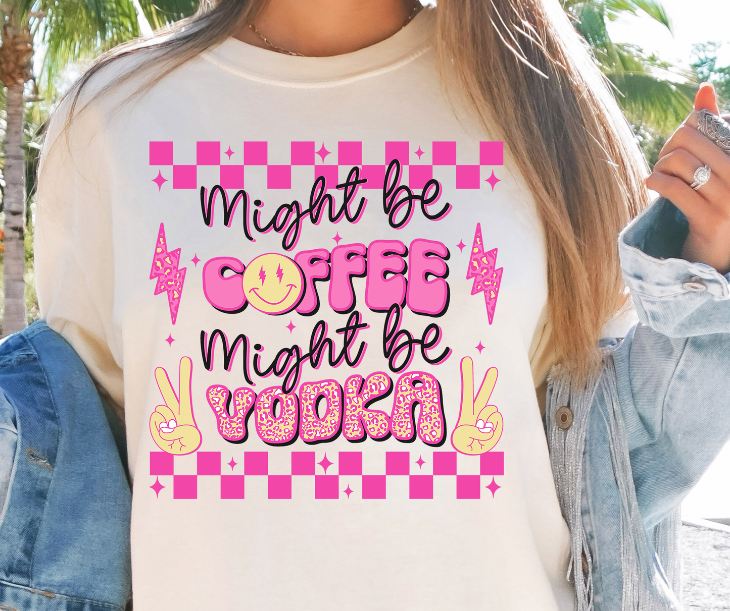 Might Be Coffee Vodka Mom Mama T-shirt PNG Design,  Sublimation Tee Motivational Digital Download PNG File, Commercial Use