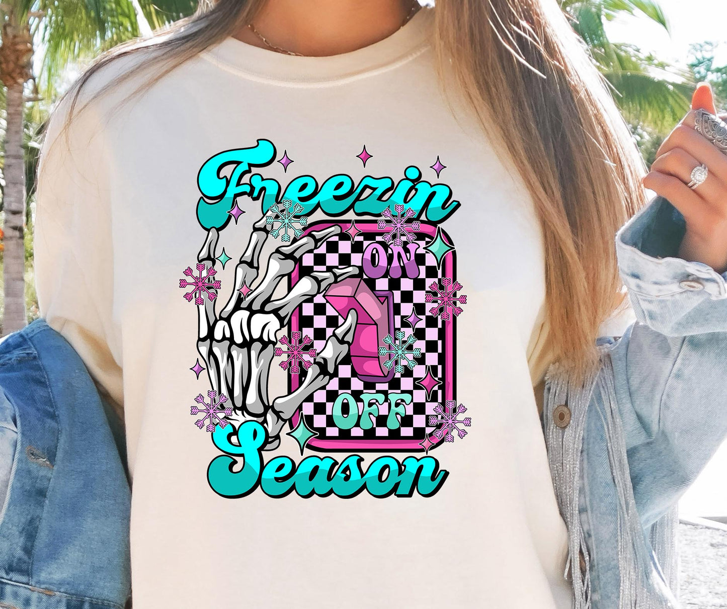 Freezin Season Winter Seasonal T-shirt PNG Design,  Sublimation Tee Motivational Digital Download PNG File, Commercial Use