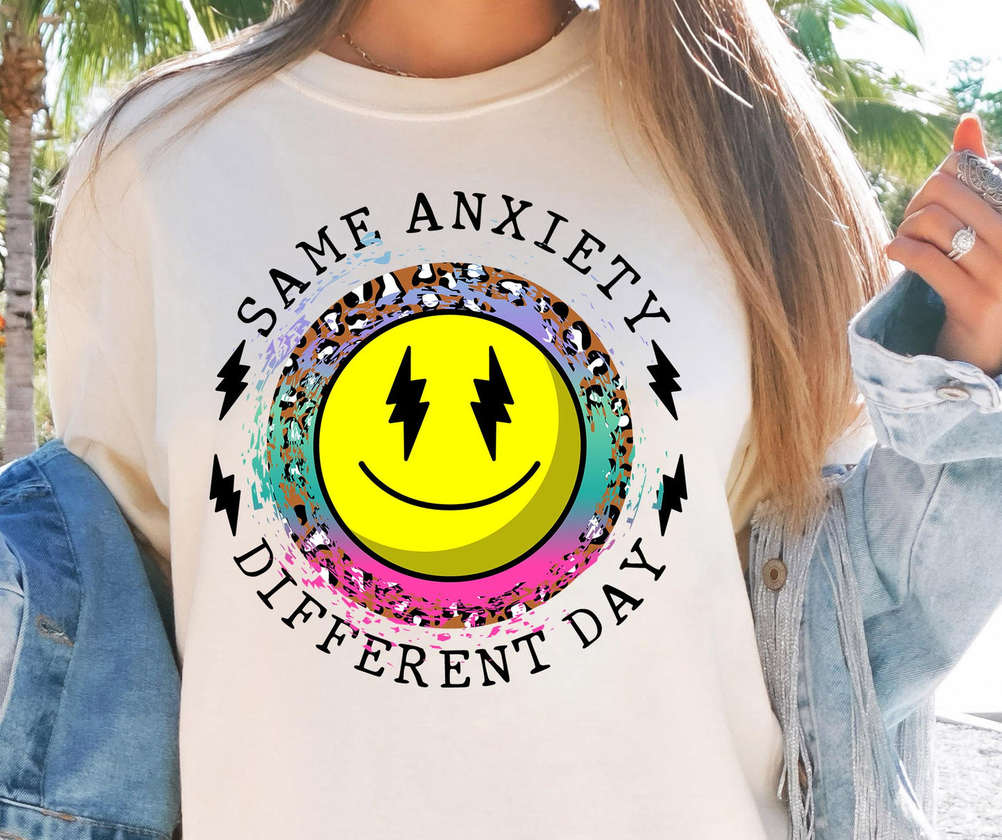 Same anxiety different day T-shirt Sublimation Png Design, Inspirational Quote Png, Retro Groovy Flower, Motivational Png, Positive Quotes, Self Love Png