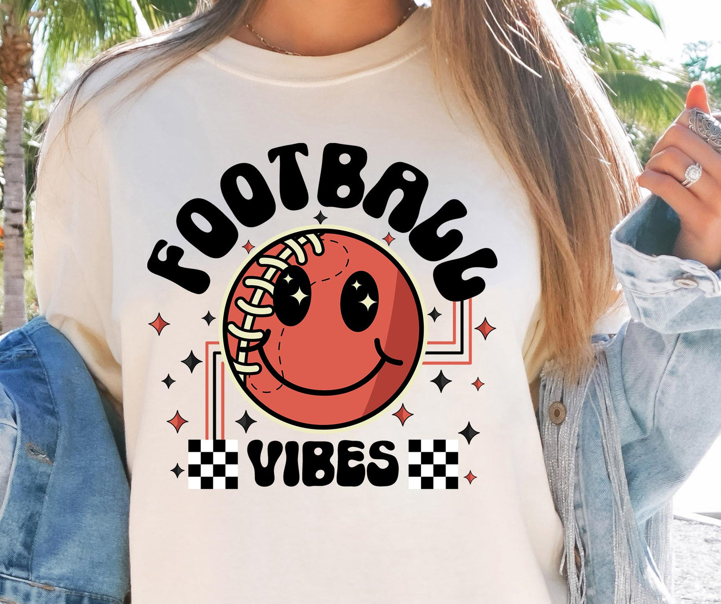 Football VIbes T-shirt Png Design, Retro Smile Sublimation, Groovy Vibes Digital Download PNG File, Commercial Use