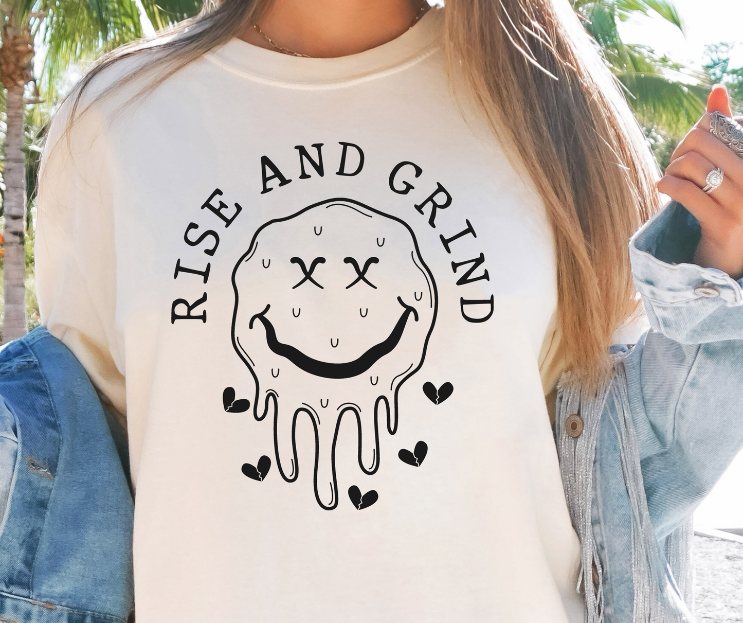 Rise and Grind Dead Face EmojiT-shirt PNG Design,  Sublimation Tee Motivational Digital Download PNG File, Commercial Use