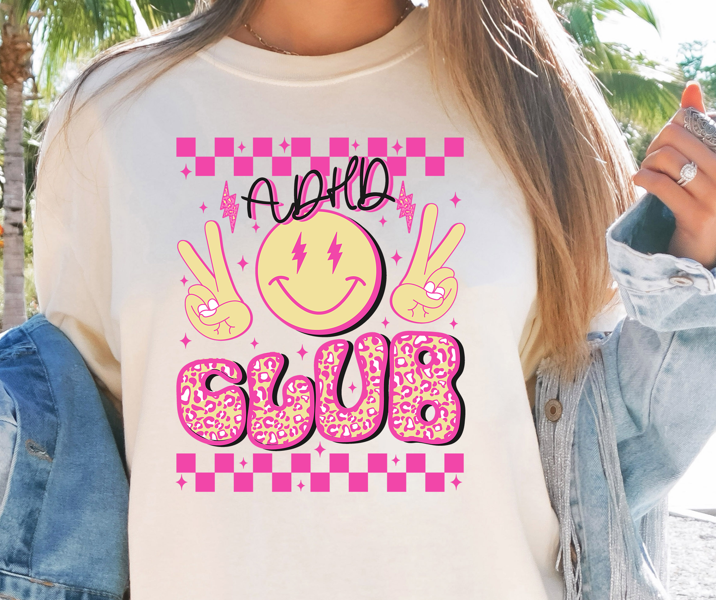 ADHD Club Rainbow T-shirt PNG Design,  Sublimation Tee Motivational Digital Download PNG File, Commercial Use