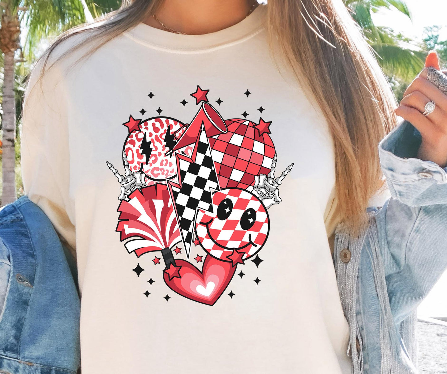 Cheerleader T-shirt Png Design, Retro Smile Sublimation, Groovy Vibes Digital Download PNG File, Commercial Use