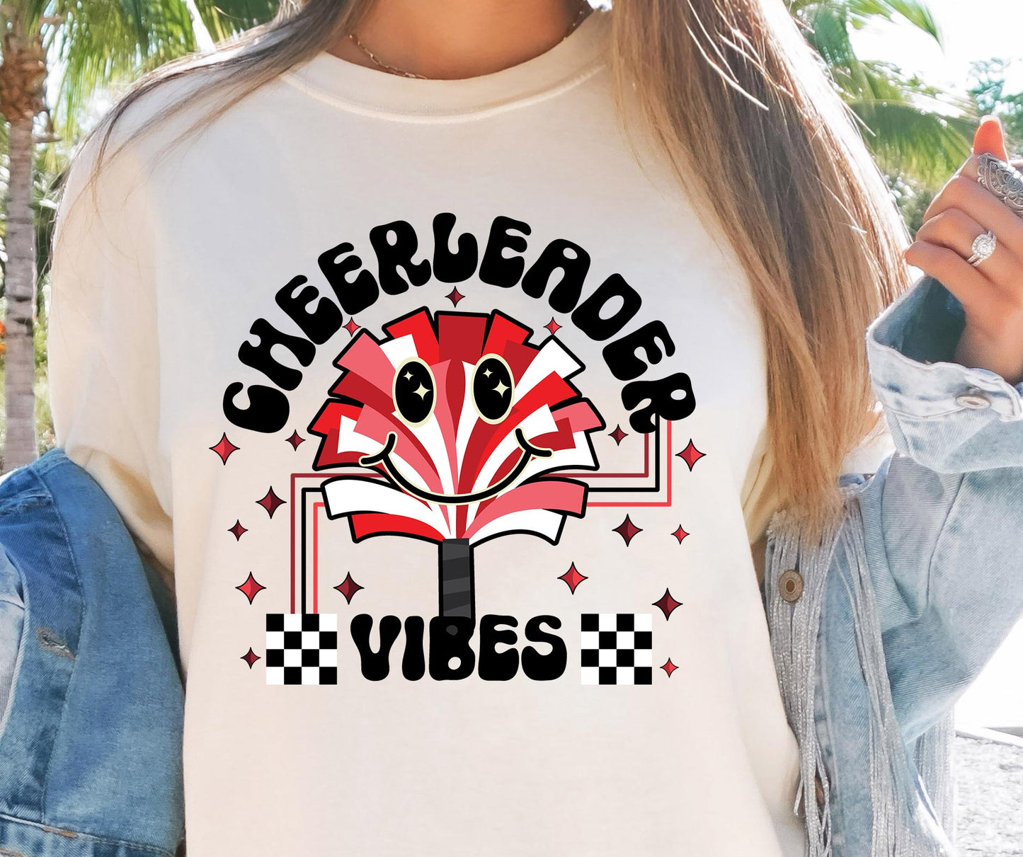 Cheerleader Vibes T-shirt Png Design, Retro Smile Sublimation, Groovy Vibes Digital Download PNG File, Commercial Use