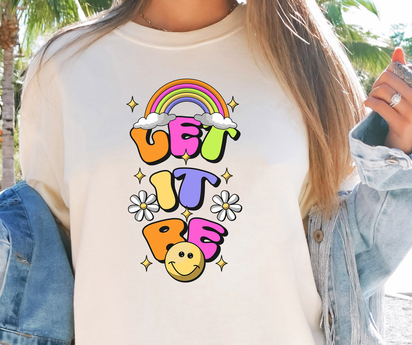 Let It Be Rainbow Emoji T-shirt PNG Design,  Sublimation Tee Motivational Digital Download PNG File, Commercial Use