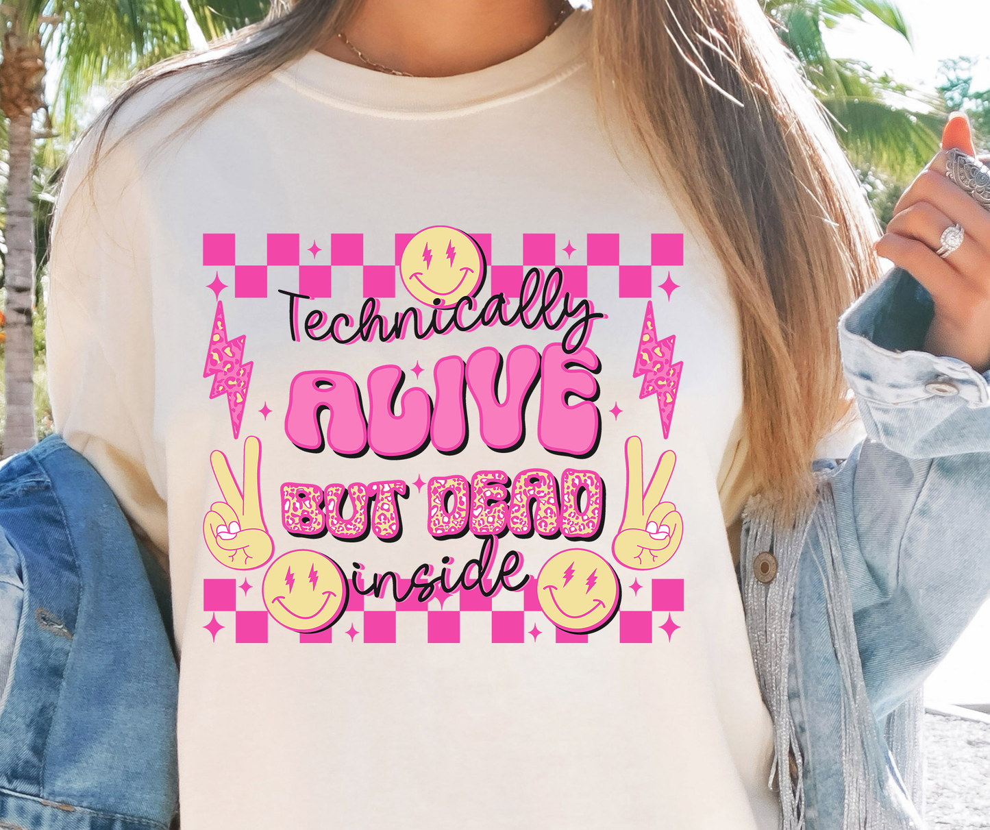 Technically Dead Inside T-shirt PNG Design,  Sublimation Tee Motivational Digital Download PNG File, Commercial Use (1)