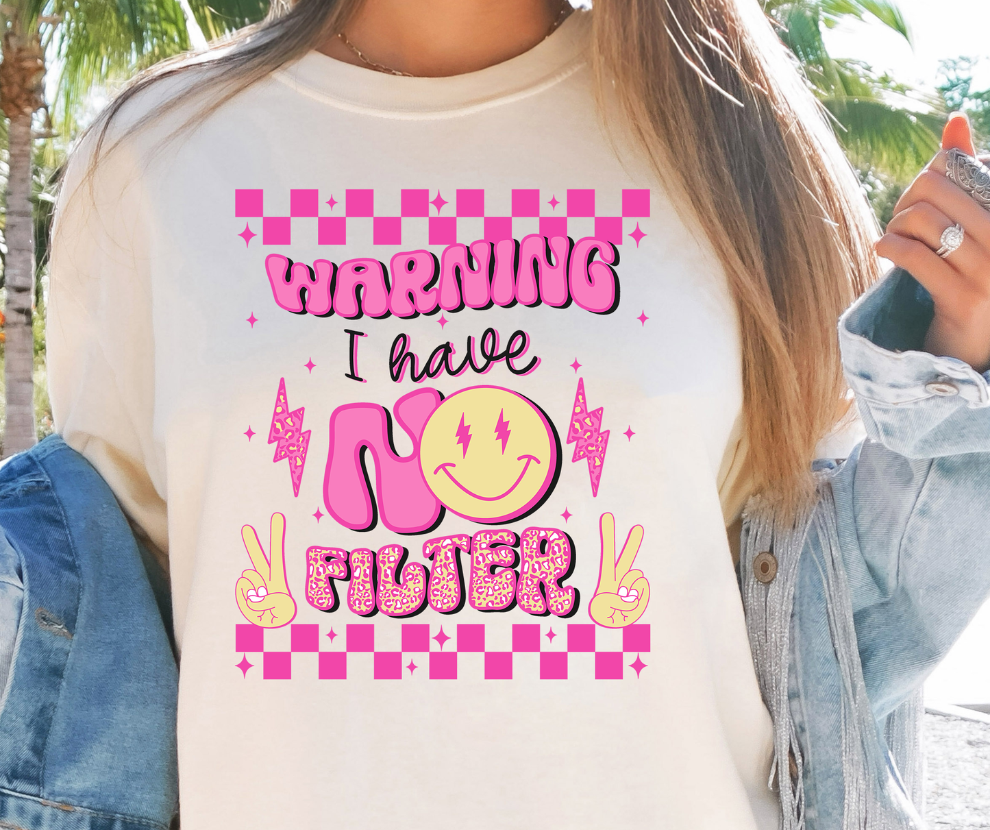 Warning I have No Filter T-shirt PNG Design,  Sublimation Tee Motivational Digital Download PNG File, Commercial Use (1)