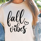 FALL Vibes  SVG and PNG, Retro Font T-shirt Design, Svg Files For Cricut, Silhouette, Digital Download (1)