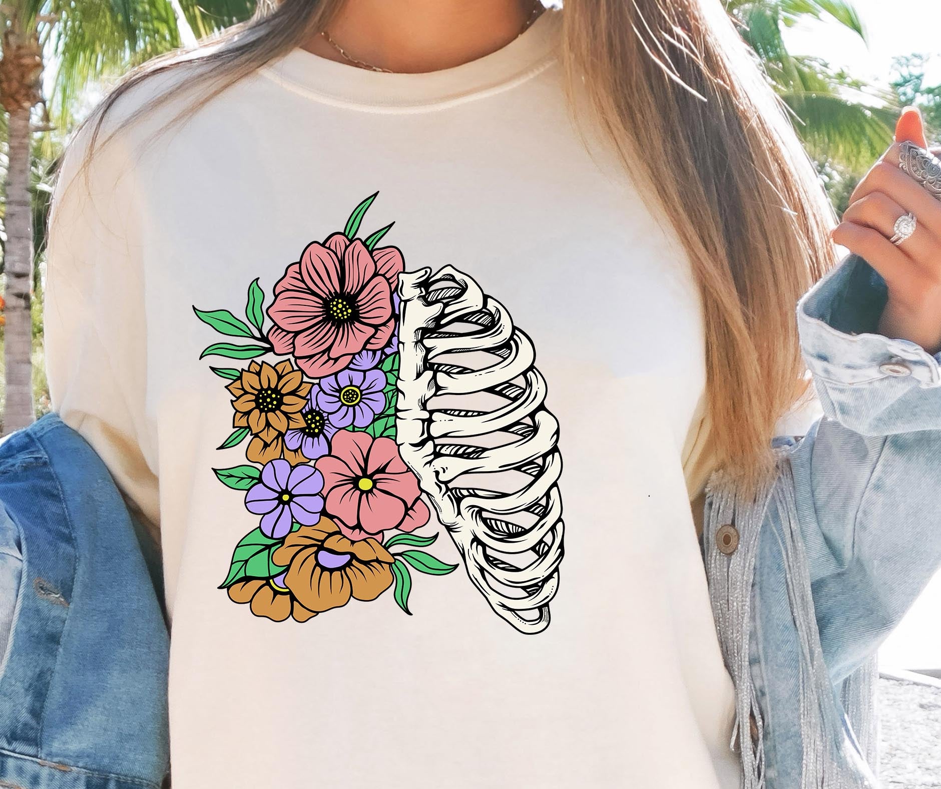 Sublimation PNG Sublimation PNG - Floral Rib Cage Boho T-shirt Png Design, Skeleton Floral Sublimation, Motivational Digital Download PNG File,-Tumblerwrapdesigns