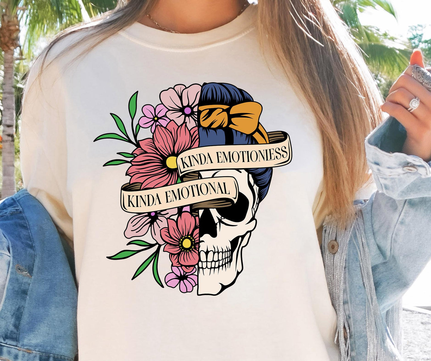 Sublimation PNG Sublimation PNG - Kinda Emotional Kinda Emotionless T-shirt Png Design, Skeleton Floral Sublimation, Motivational Digital Download PNG File,-Tumblerwrapdesigns