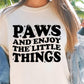 Paws and enjoy the little things wavy T-shirt Svg Png Design, Retro Groovy Sublimation, Dog Mom  Digital Download PNG File, Svg File, Commercial Use Matching Pocket Front Back